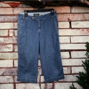 Vintage Eddie Bauer Denim Straight Leg Blue Jean Capris Size 4 Cropped